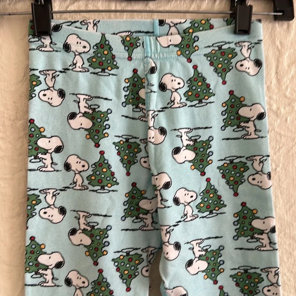 Hanna Andersson x Snoopy Light Blue Christmas Tree Pajama Pants Sleep 6-7